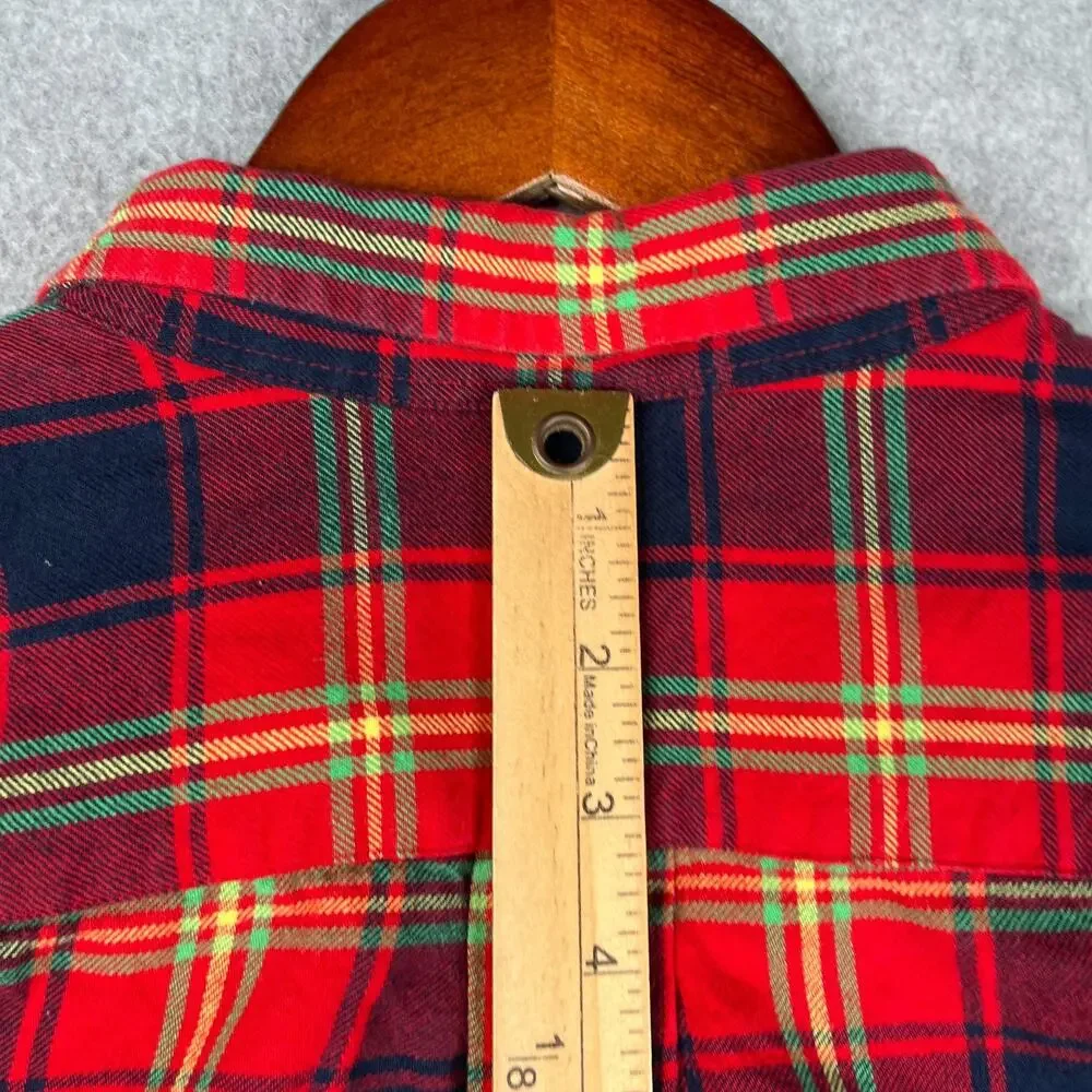 Ralph Lauren Shirt Youth XL Red Blue Tartan Plaid Pony Long Sleeve